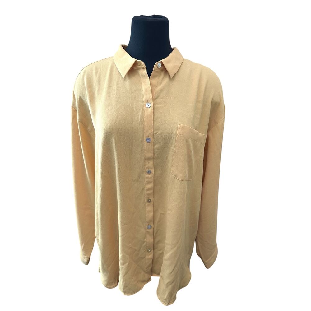 J.JILL | Mustard Yellow Button Down Long Sleeve Blouse Top Classic Career | XL - Picture 2 of 7